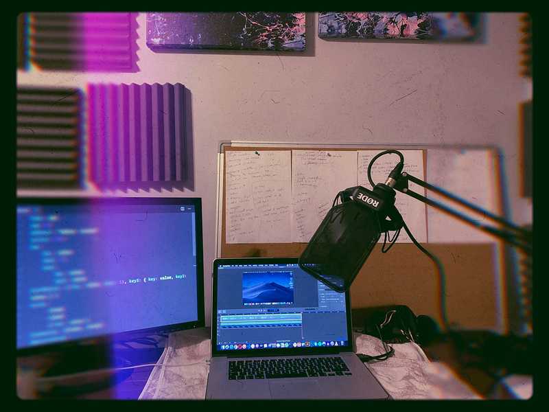A photo I took during recording one of my courses showing my recording set-up